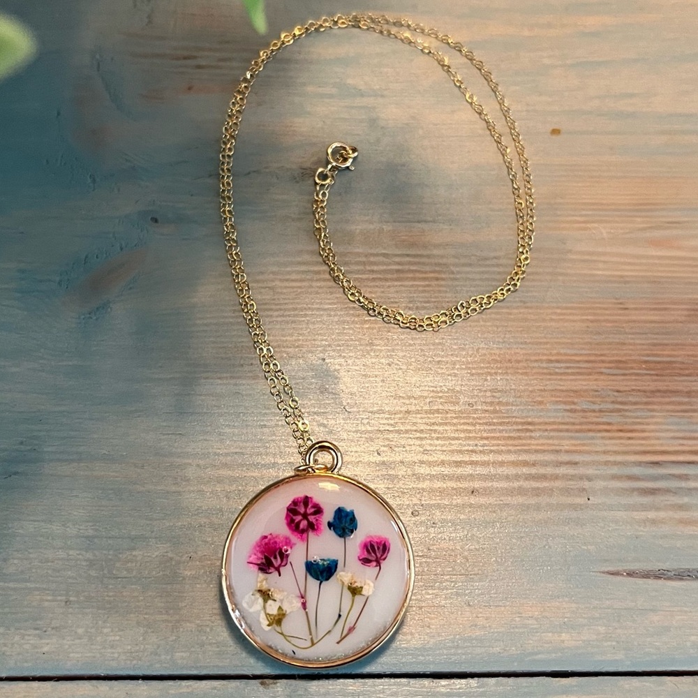 Pressed Flower Necklace Handmade